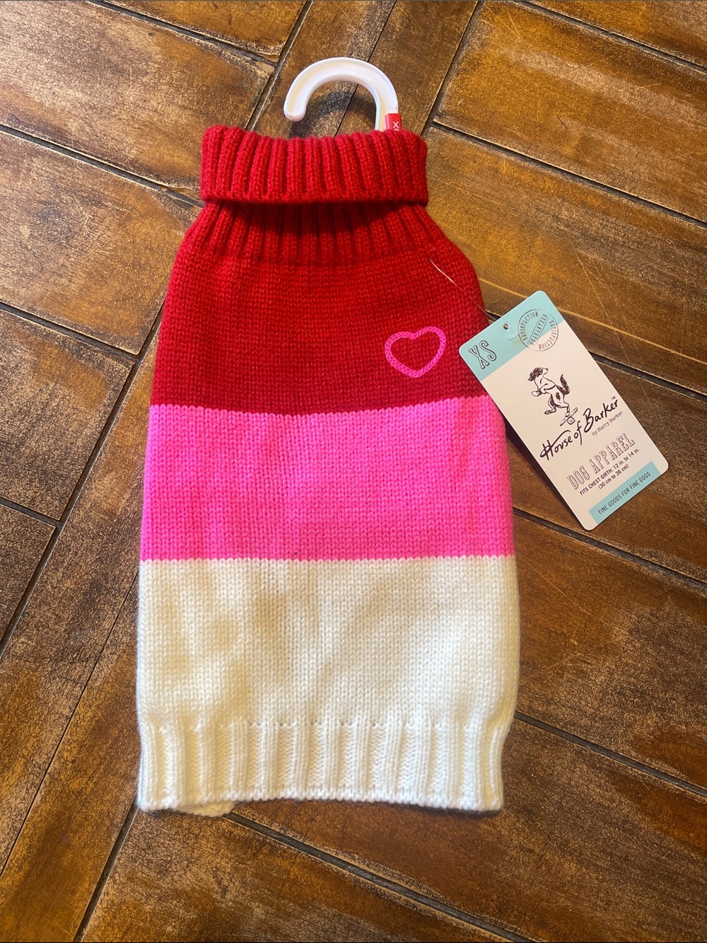 Dog Red Pink and White Colorblock Turtleneck Sweater